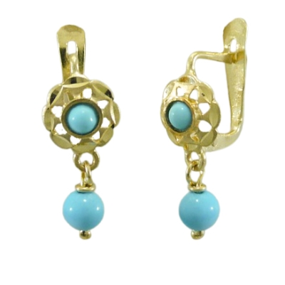 PENDIENTES CUBANA BOLA COLOR  TURQUESA.CATALAN.15MM. - RG9680T