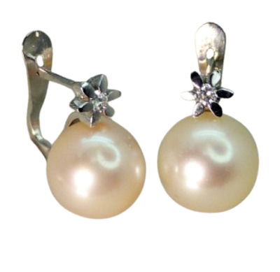 PENDIENTES CUCHILLAS BRILLANTES 1.8MM H-SI 0.05CT TW PERLAS 7'5MM. - RGB4041/05