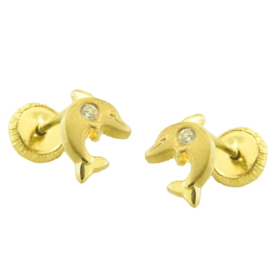 PENDIENTES DELFIN CIRCONITA. 10MM.TORNILLO - RG9760/1