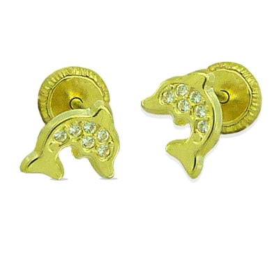 PENDIENTES DELFIN CON CIRCONITAS. 7MM.TORNILLO. - RG4323