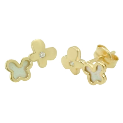 PENDIENTES DOBLE MARIPOSA CIRCONITAS Y NACAR.10x5MM. - RG5820