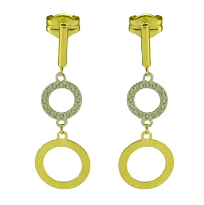 PENDIENTES  BICOLOR DOBLE CIRCULO. 25MM.PRESION - RG5122