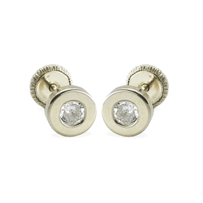 PENDIENTES "DONUT" ORO BLANCO CIRCONITAS 4MM.TORNILLO. - RG1027B