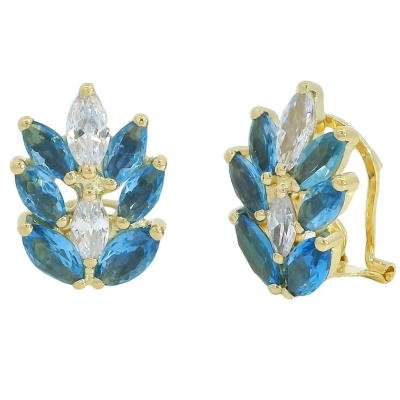 PENDIENTES ESPIGA 6x3MM CIRCONITA COLOR AGUAMARINA. - RG5902A