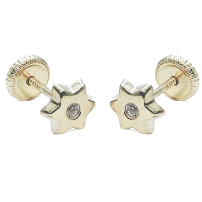 PENDIENTES ORO BLANCO ESTRELLA CIRCONITAS. 5.50 MM.TORNILLO - RG3372B