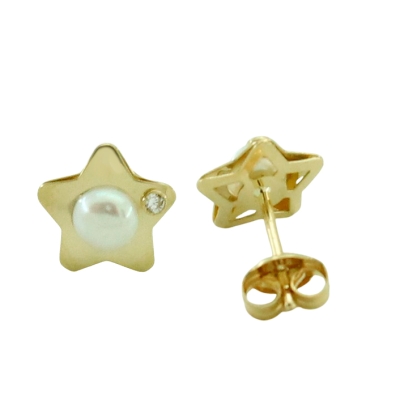 PENDIENTES ESTRELLA 6.5MM Y PERLA DE 3.5MM.PRESION - RG5813
