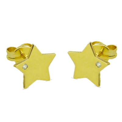 PENDIENTES ESTRELLA PLANA 8.5MM CON CIRCONITAS.PRESION. - RG4622