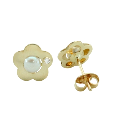 PENDIENTES FLOR CON PERLA DE 3&#039;5MM.6&#039;5MM. - RG5814