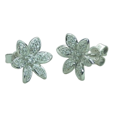 PENDIENTES FLOR CON BRILLANTES. - RG1768