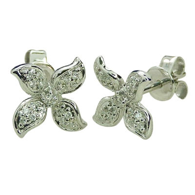 PENDIENTES FLOR CON BRILLANTES. - RG1769