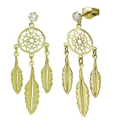 PENDIENTES GARRA ATRAPASUEÑOS 3 PLUMAS.25MM. - RG5475