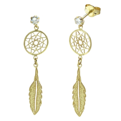 PENDIENTES GARRA ATRAPASUEÑOS Y PLUMA.25MM. - RG5474