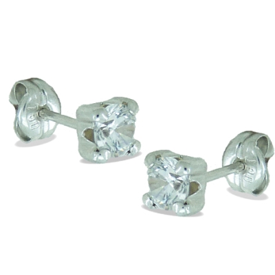 PENDIENTES GARRA CIRCONITA 4MM,ORO BLANCO. - RG3074B