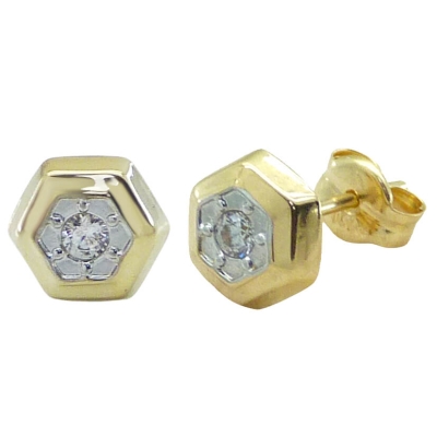 PENDIENTES HEXAGONO BICOLOR 5MM.PRESION. - RG5446