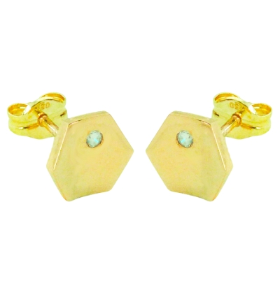 PENDIENTES HEXAGONO CONCAVO CON CIRCONITA.8MM. - RG4475