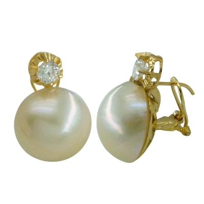 PENDIENTES PERLA MABE JAPONESA 15/18MM CON SOLISTA CIRCONITA.OMEGA. - RG6132/2