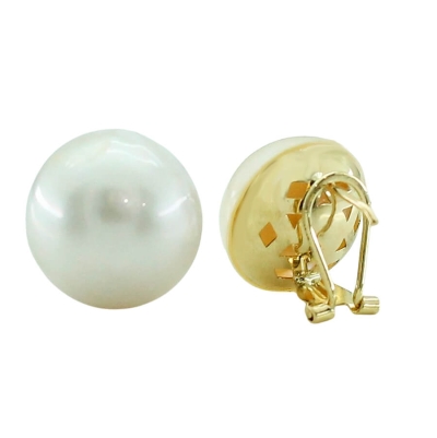 PENDIENTES PERLA MABE JAPONESA 15/18MM.CIERRE OMEGA. - RG6110/2