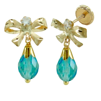 PENDIENTES LAZO GARRA 2&#039;5MM PERITA 7x5MM COLOR AGUA MARINA - RG6047A