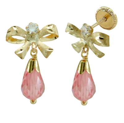 PENDIENTES LAZO GARRA 2'5MM PERITA 7X5MM ROSA - RG6047R