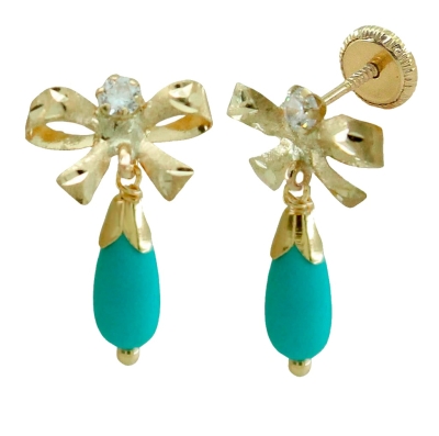 PENDIENTES LAZO GARRA 2'5MM PERITA 8x4MM COLOR TURQUESA - RG6047T