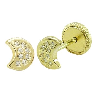 PENDIENTES LUNA CON CIRCONITAS.5MM.TORNILLO. - RG4246