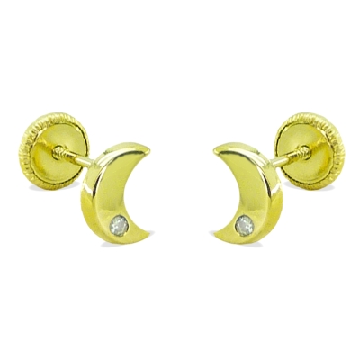 PENDIENTES LUNA CON CIRCONITA 6'5MM.ROSCA. - RG4324