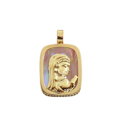 COLGANTE ANTIC NACAR ROSA 10x8MM CON VIRGEN - RG5384V