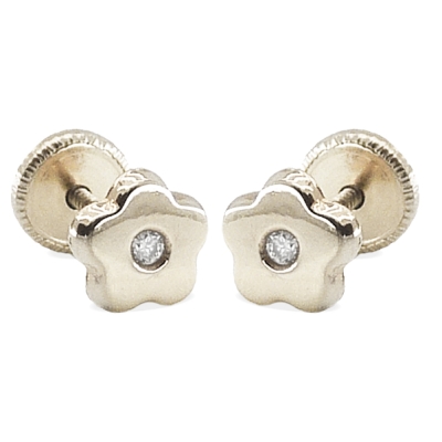 PENDIENTES MARAGARITA CON BRILLANTES DE 1'3MM.ORO BLANCO. - RG2879B