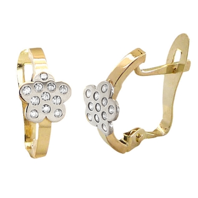 PENDIENTES BICOLOR FLOR CON CIRCONITAS.12MM.CATALAN. - RG5579