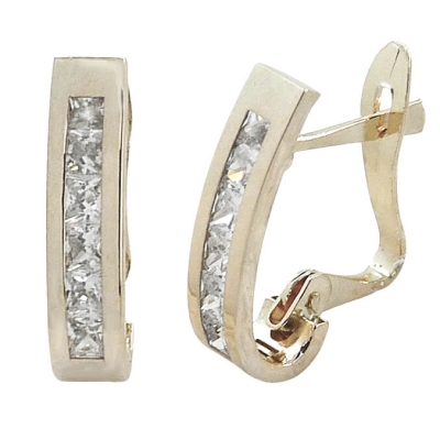 PENDIENTES MEDIO ARO CIRCONITAS ORO BLANCO.14x3'5MM. - RG5371B