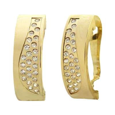 PENDIENTES MEDIO ARO CON CIRCONITAS.CIERRE CATALAN.15X9MM. - RG5373