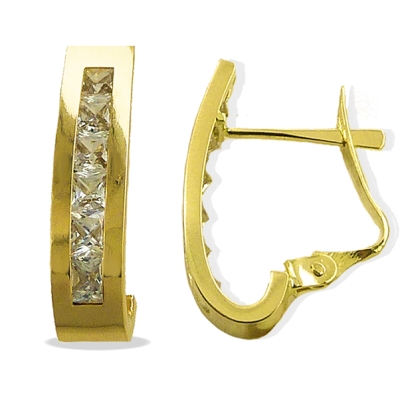 PENDIENTES MEDIO ARO CON CIRCONITAS.14x8MM.CIERRE CATALAN. - RG4909