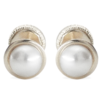 PENDIENTES ORLA PERLA DE  4 MM.ORO BLANCO.TORNILLO. - RG6915/2B