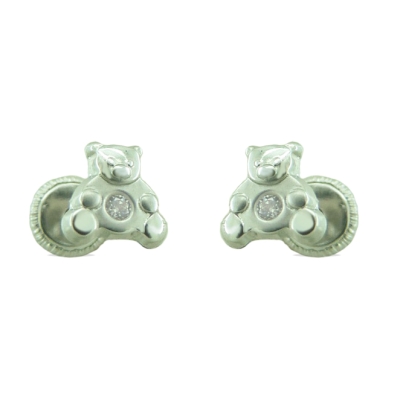 PENDIENTES OSITOS ORO BLANCO CON CIRCONITAS.6MM. - RG9762B