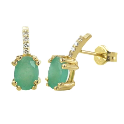 PENDIENTES ESMERALDA OVAL DE 6x4MM Y BRILLANTES DE 1MM H-SI.0.0.04 CT TW - RGB4159E