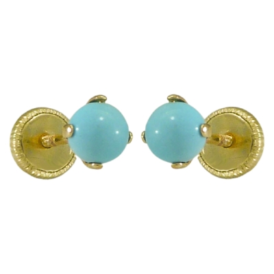 PENDIENTES PATILLA Y BOLA COLOR TURQUESA DE 3MM.ROSCA. - RG7853T