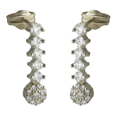 PENDIENTES LARGOS CIRCONITAS ORO BLANCO.18MM. - RG3779B