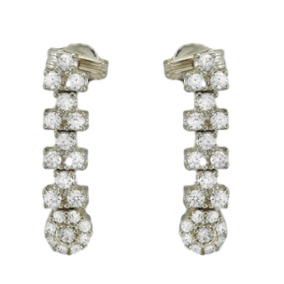 PENDIENTES LARGOS ORO BLANCO CON CIRCONITAS.20MM. - RG3781B