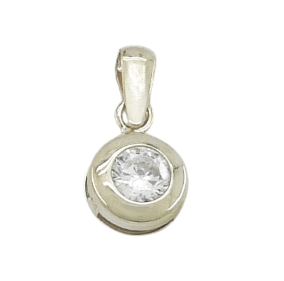 COLGANTE CHATON 3MM CON REASA.ORO BLANCO. - RG1673/CB