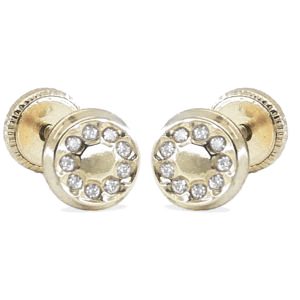 PENDIENTES ORO BLANCO REDONDOS CON CIRCONITAS.5'5MM. - RG3367B