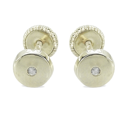 PENDIENTES REDONDOS ORO BLANCO CON CIRCONITAS.5'5MM. - RG3370B