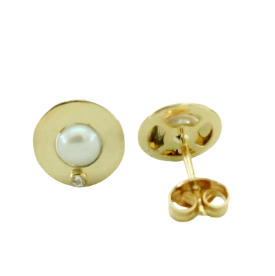 PENDIENTES REDONDOS DE 6'5MM CON PERLA DE 3'5MM. - RG5815