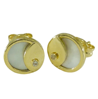 PENDIENTES REDONDOS DE NACAR CON CIRCONITA. - RG3923