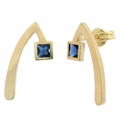 PENDIENTE "V" INVERTIDA PIEDRA COLOR ZAFIRO.21MM. - RG5941Z