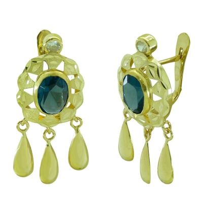 PENDIENTE CUBANA PIEDRA 8x6MM COLOR ZAFIRO.25MM. - RG7974Z