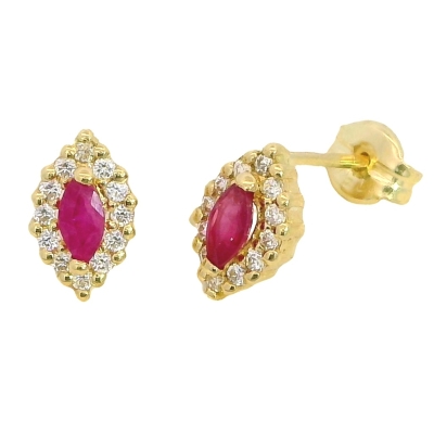 PENDIENTE LANZADERA 8x5MM.RUBI 3x2MM Y CIRCONITAS. - RG5961R