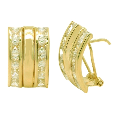 PENDIENTES  BANDA Y DOS  CARRES CIRCONITA OMEGA. - RG3363