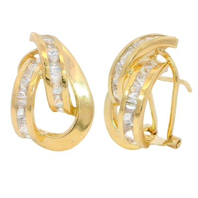 PENDIENTES  BANDA Y DOS CARRES DE CIRCONITA.15x11MM.OMEGA - RG3743