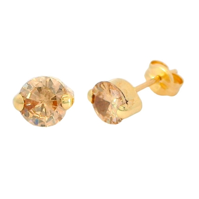 PENDIENTES  CIRCONITA REDONDA CHAMPAGNE 5MM PRESION - RG5045CH