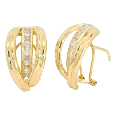 PENDIENTES  2 BANDAS Y CIRCONITAS.CIERRE OMEGA - RG5884